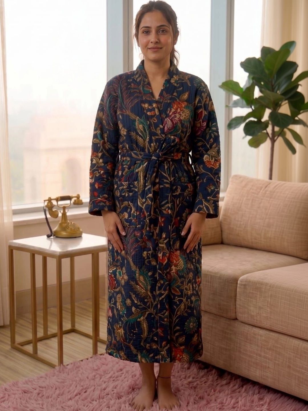 Bunkraft Printed Knee Length Bath Robe & Wraps-picture-13