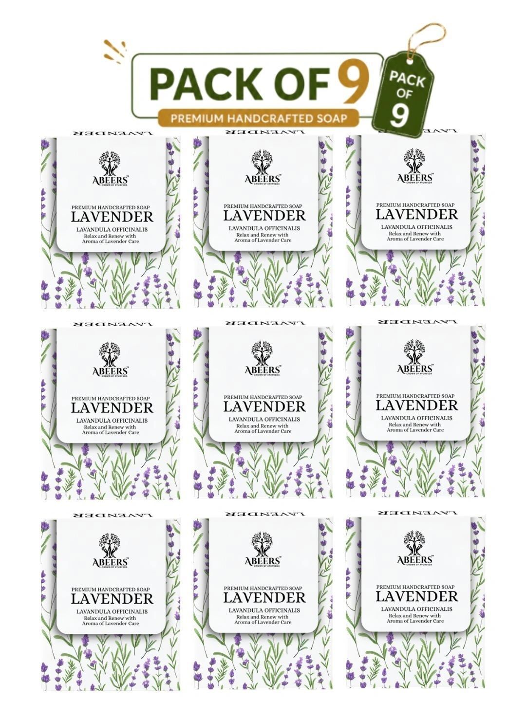 abeers Set Of 9 Handmade Lavender Bath Soap - 100 g Each-picture-12