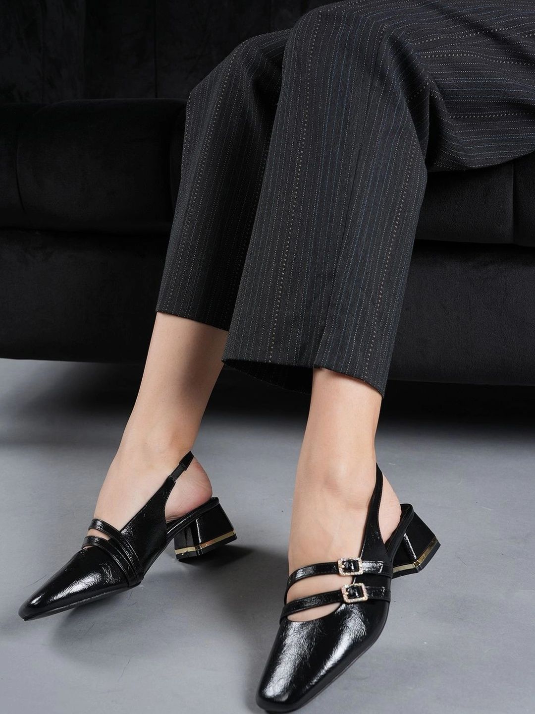 Lavie Textured Block Pumps with Buckles-picture-22