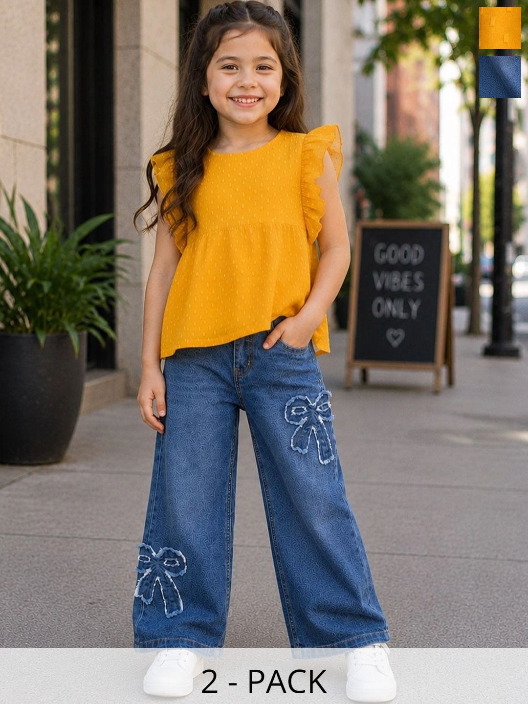 Purple United Kids Girls Printed T-shirt with Trousers-picture-23