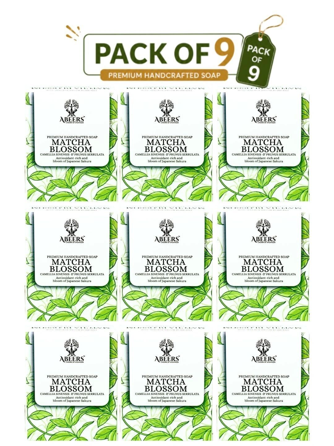 abeers Set Of 9 Matcha Blossom Handmade Bath Soap - 100 g Each-image-3