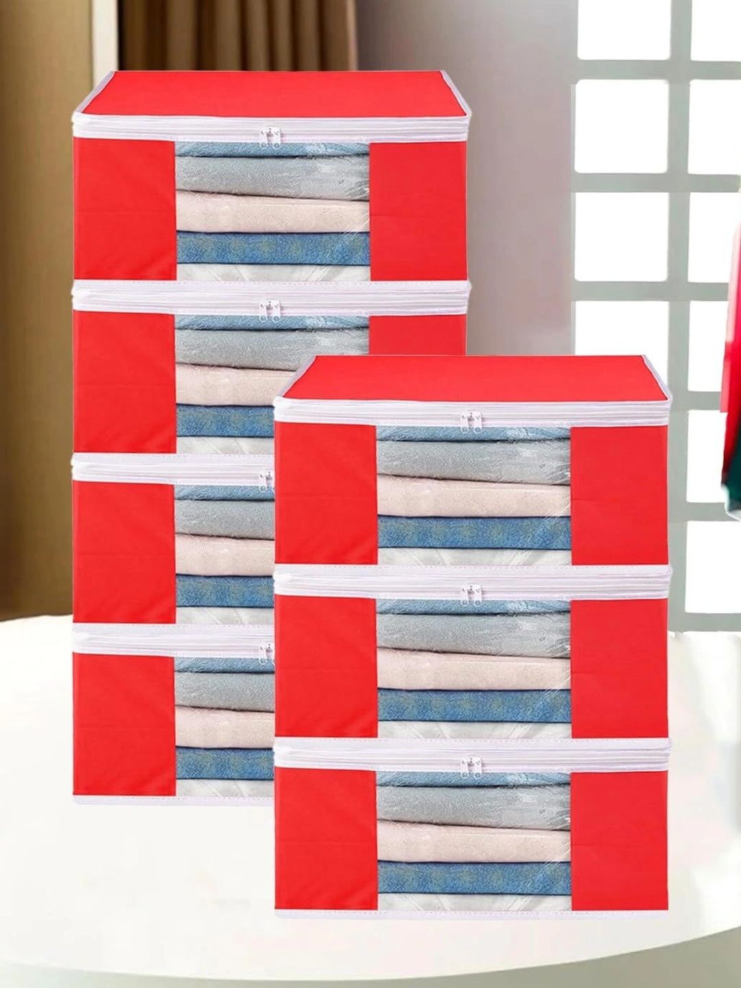 AARON INC Red Set of 6 Reusable Multi-Utility Organisers-picture-54