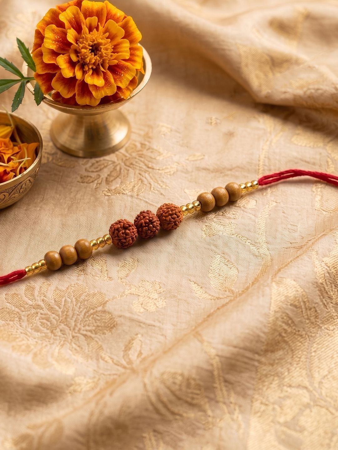 Anouk Religious Rudraksh & Red Thread Rakhi With Roli Chawal Chandan Mishri-picture-33
