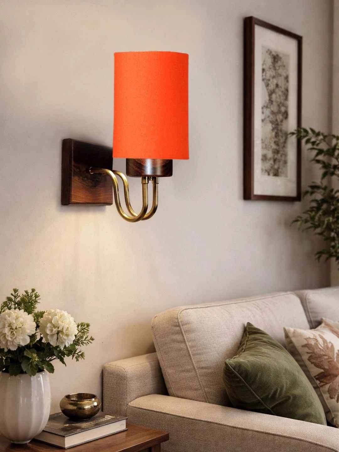 Myntra Elegant Homes Orange Wood Contemporary Cylinder Shaped Wall Lamp-image-42