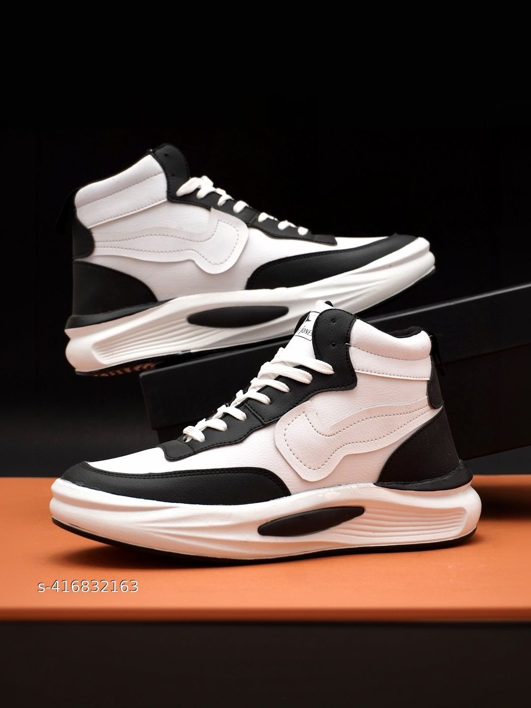 LABBIN Men Colourblocked PU High-Top Sneakers-picture-3