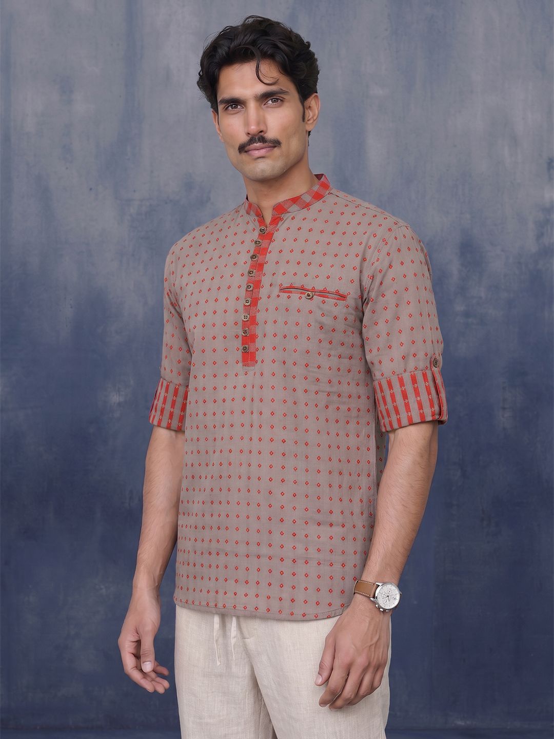 Taavi Woven Legacy Ethnic Motifs Woven Design Pure Cotton Straight Kurta-picture-15