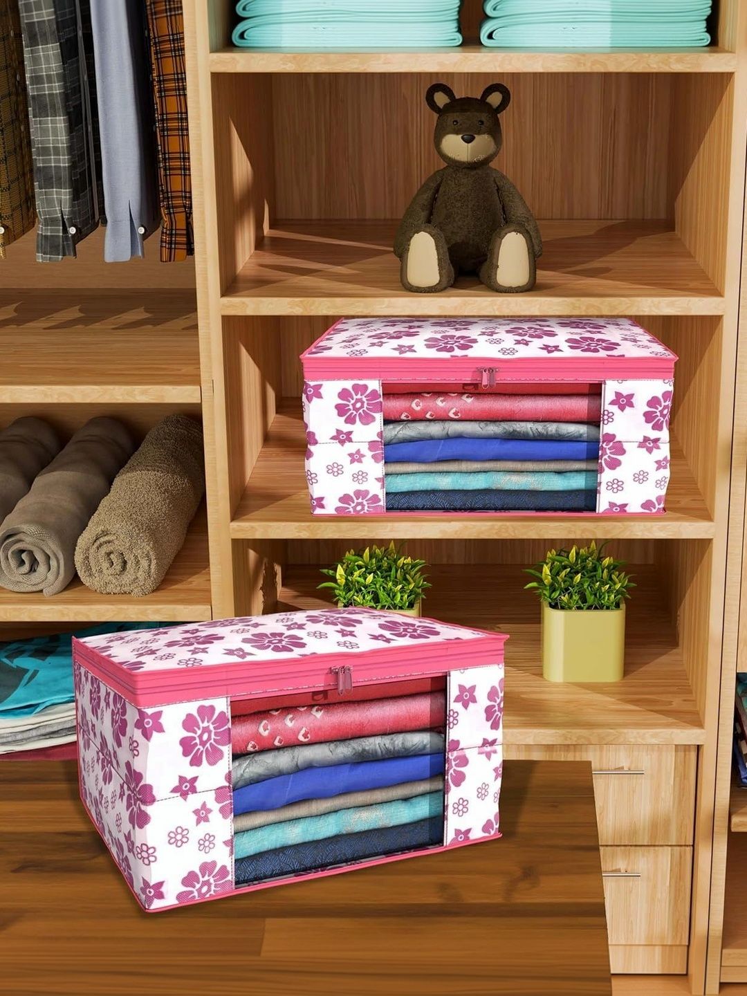 ANKIT INTERNATIONAL Pink Set of 1 Reusable Multi-Utility Organisers-picture-24