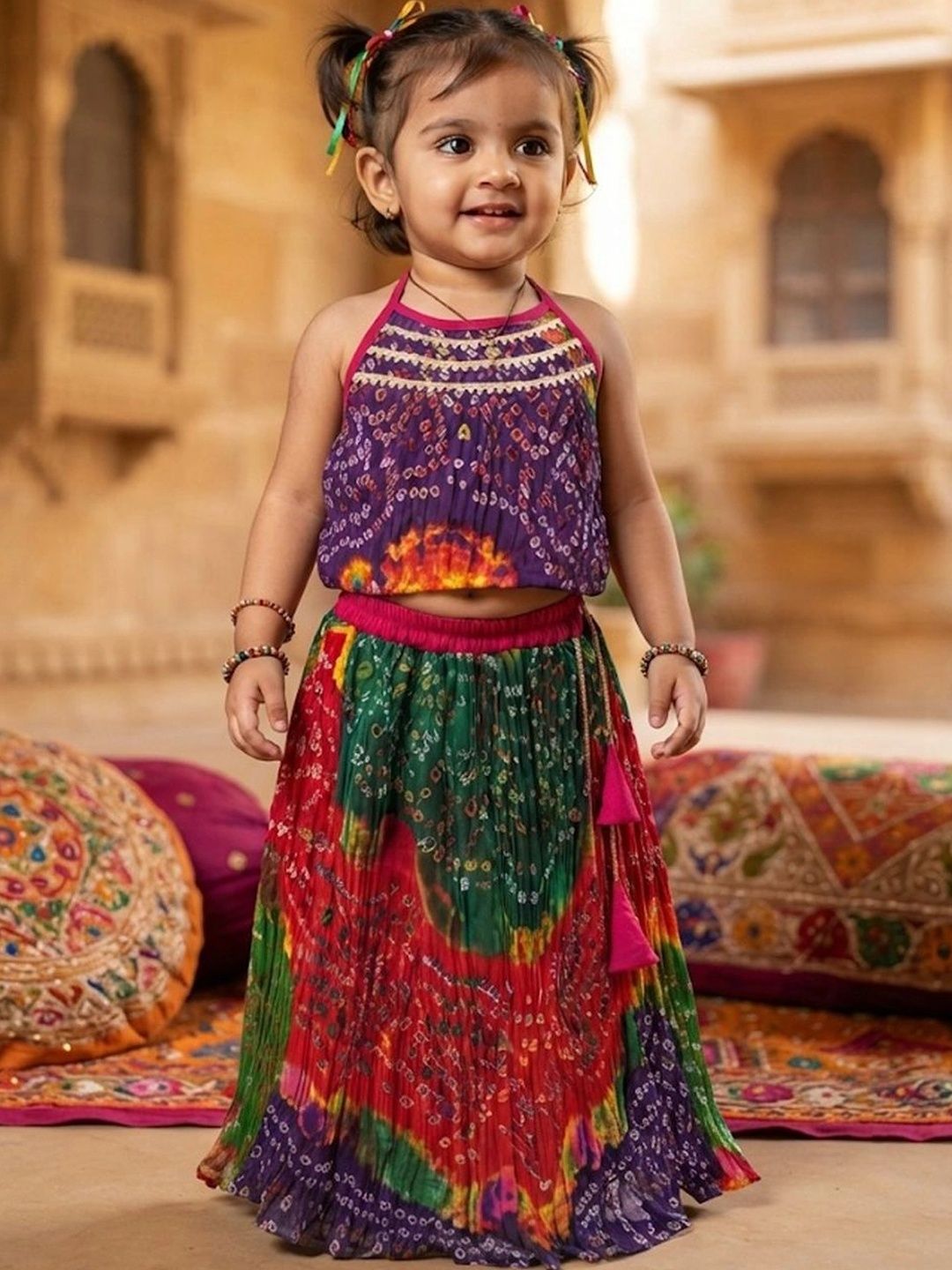 Sangria Girls Printed Ready to Wear Lehenga &-picture-23