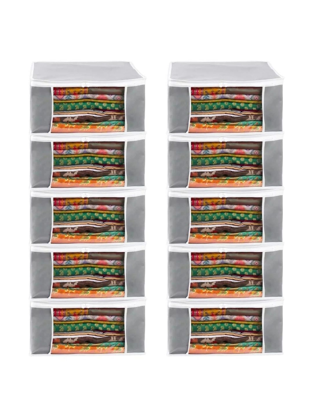 ANKIT INTERNATIONAL Grey Set of 6 Reusable Multi-Utility Organisers-picture-3