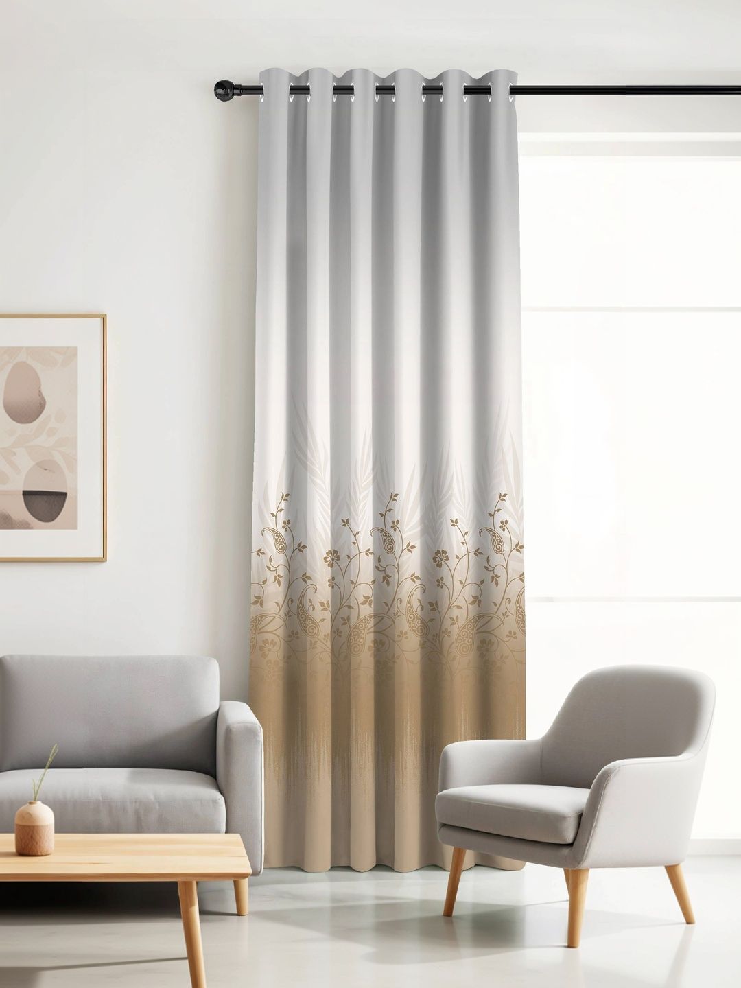 Myntra Elegant Homes Charcoal Set of 2 Ethnic Motifs Room Darkening Long Door Curtain-image-19
