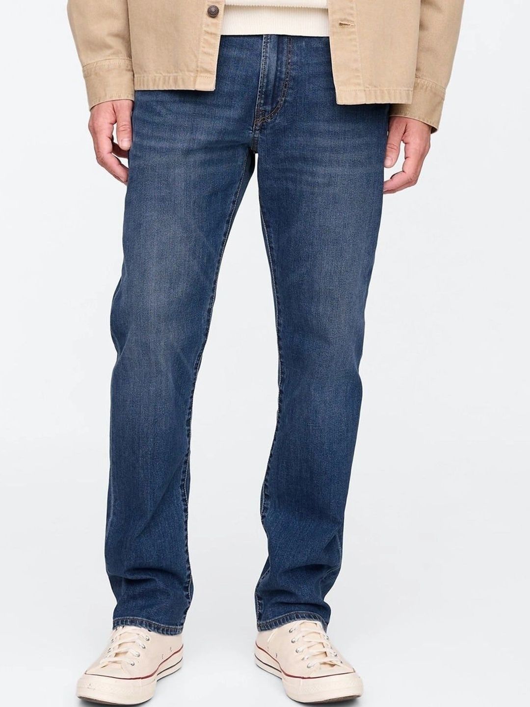 GAP Men Straight Fit Mid-Rise Light Fade Stretchable Jeans-image-24