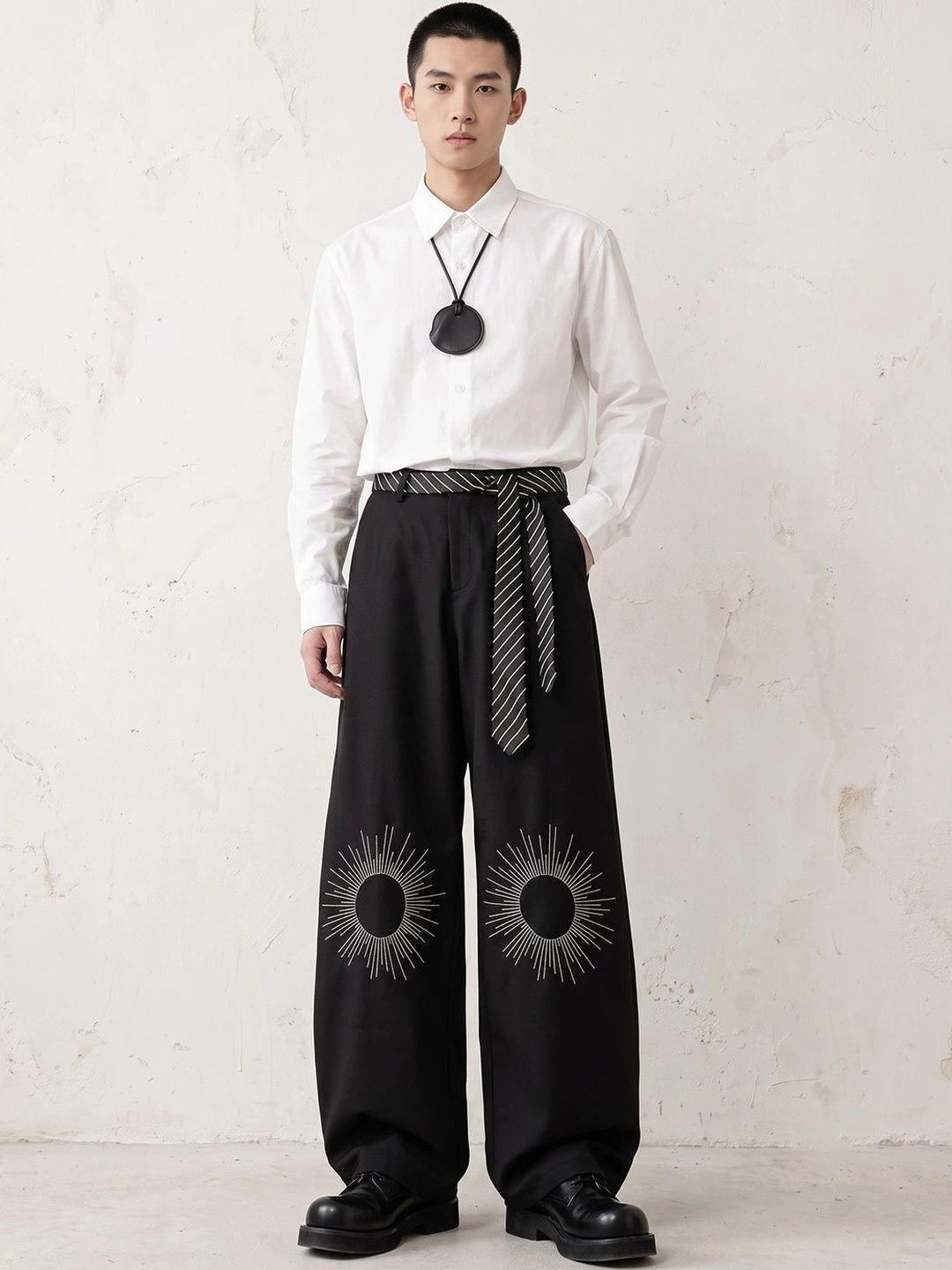 Suo Men Embroidered Easy Wash Trousers-picture-22