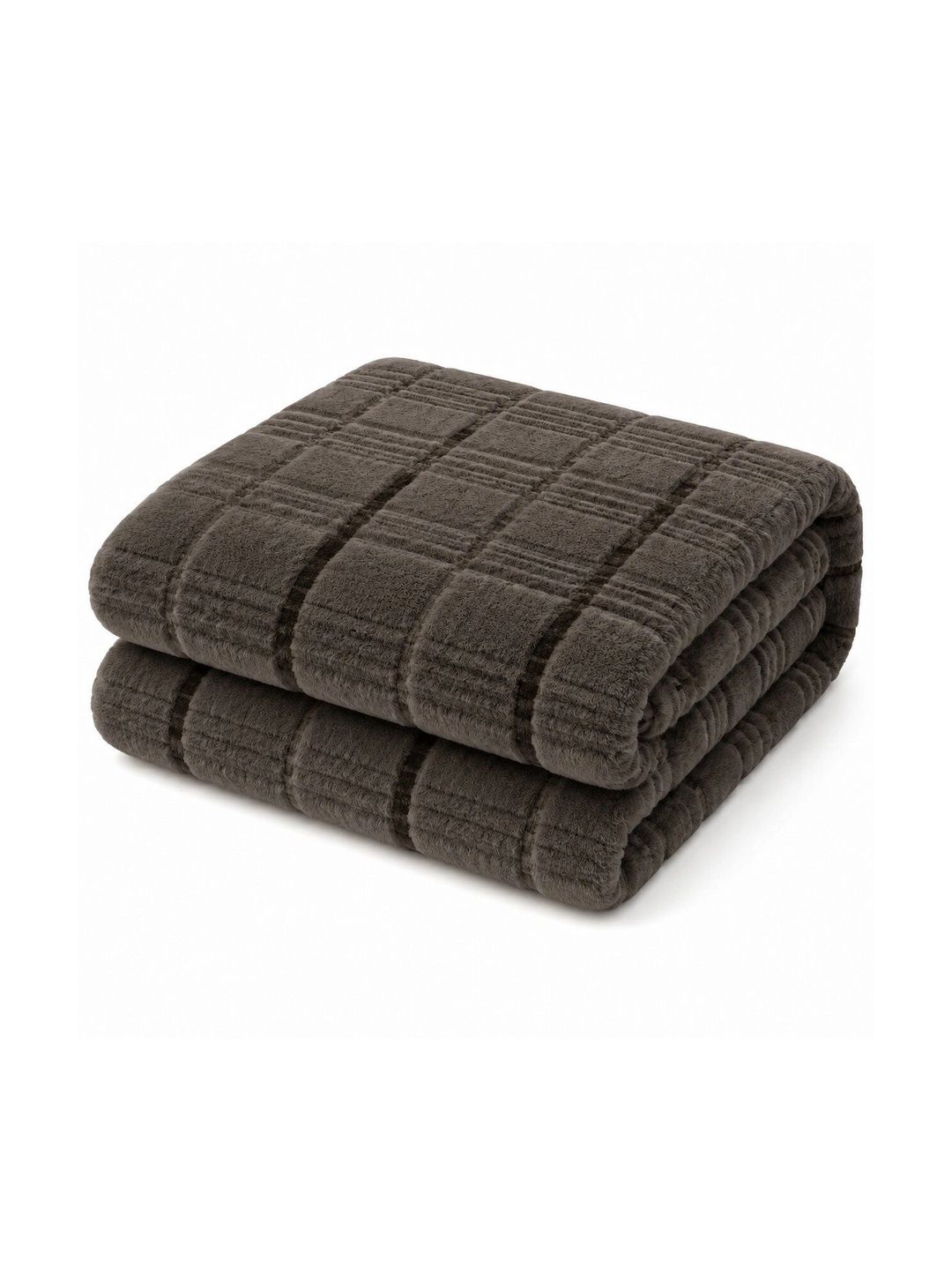 Nivasam Brown Checked Fleece Mild Winter 400 GSM Blanket-image-15
