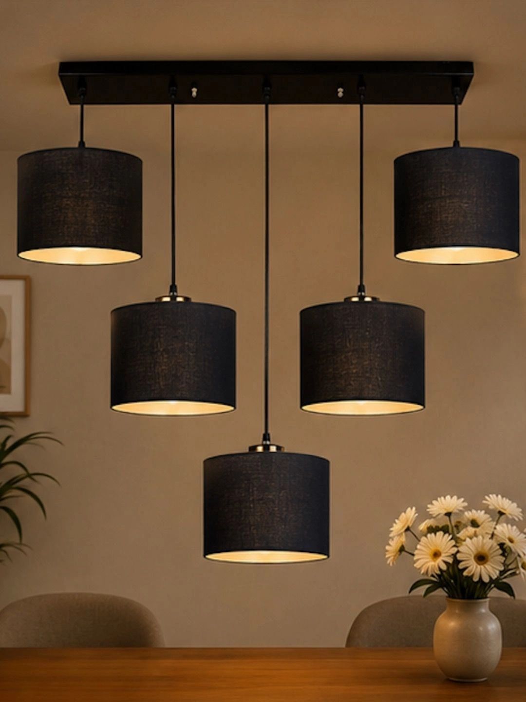 Myntra Elegant Homes Black Textured Contemporary Ceiling Lamp-picture-24