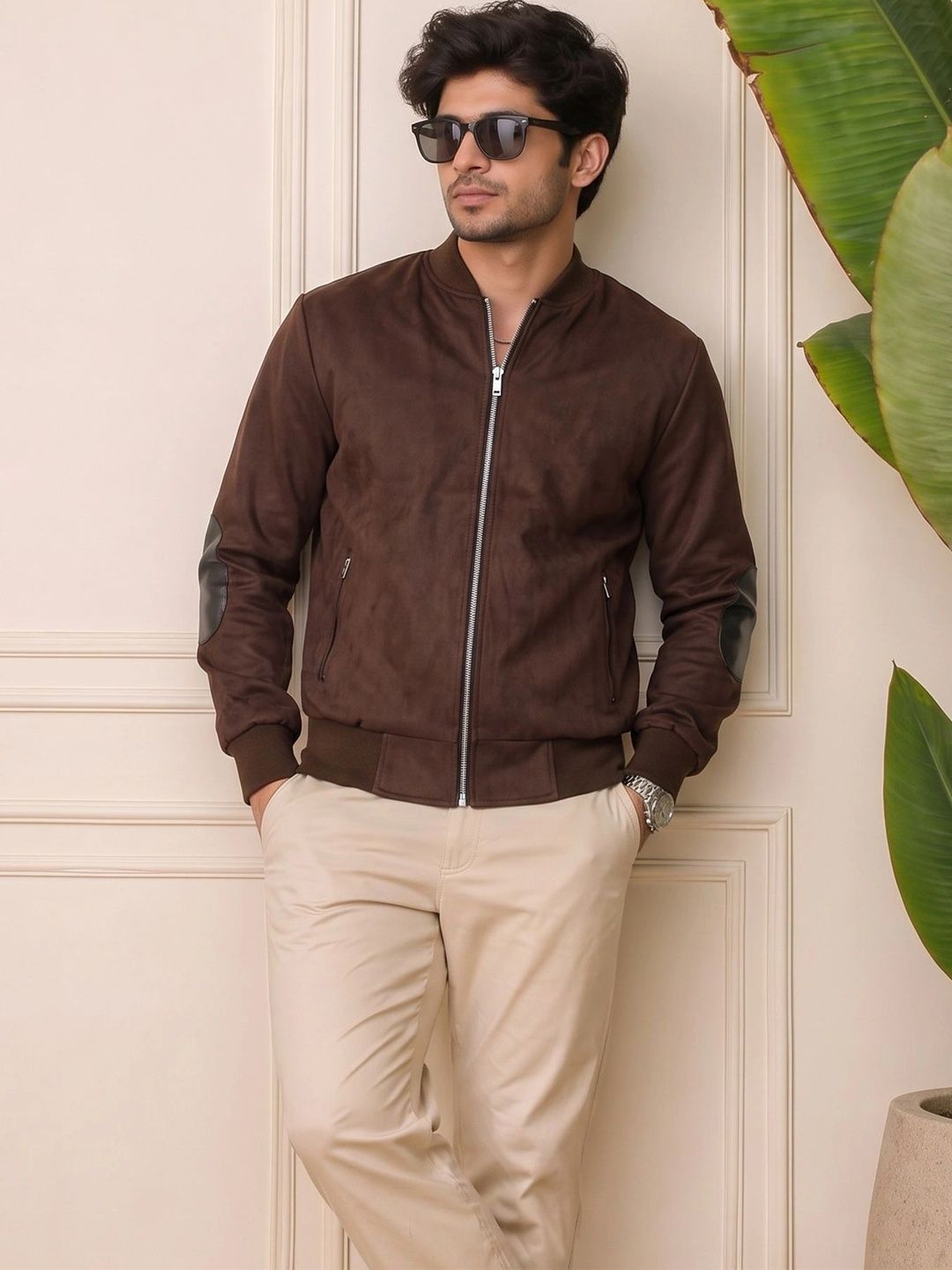 Leather Retail Men Suede Outdoor Bomber Jacket-picture-24