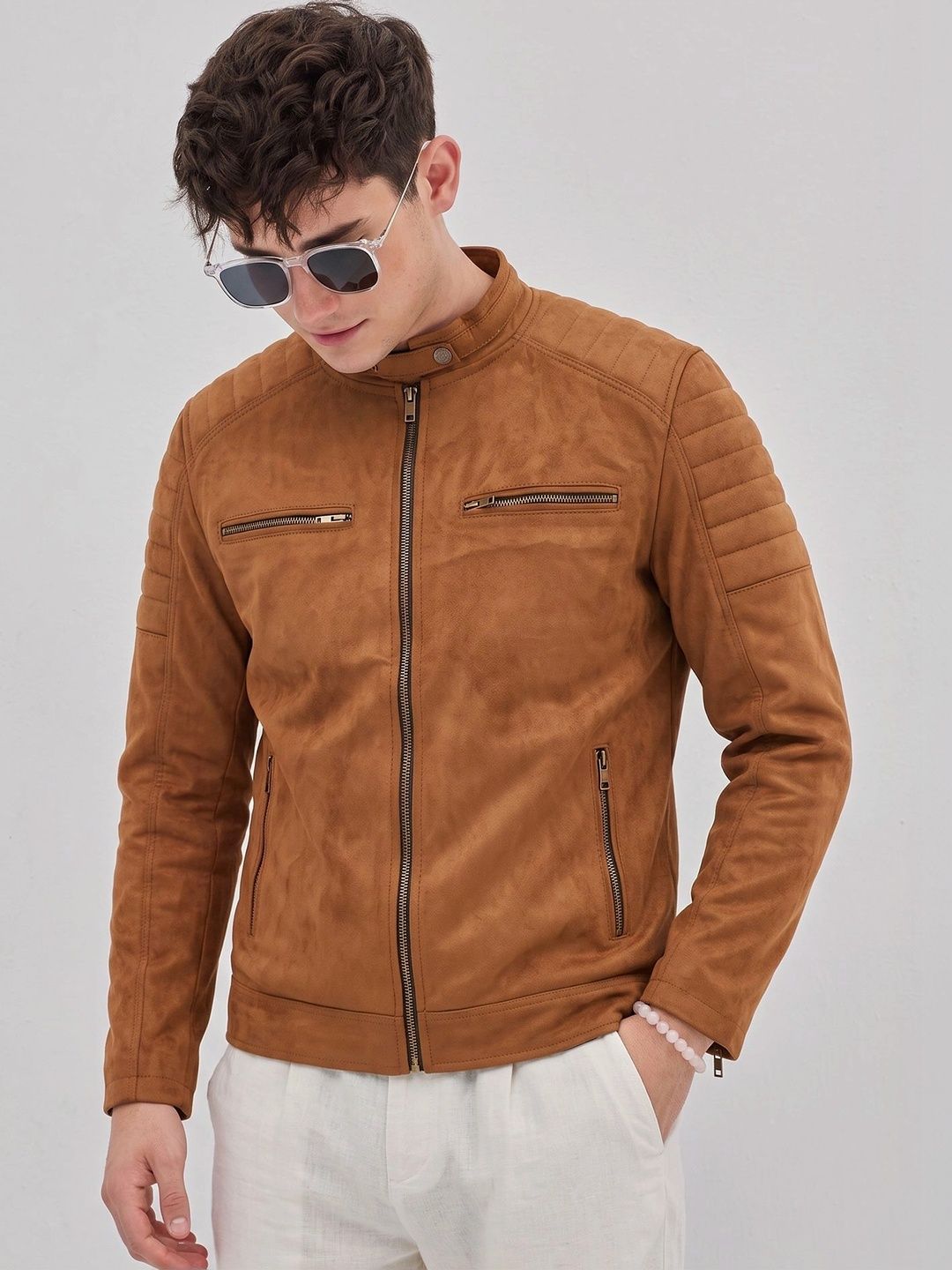 Leather Retail Men Suede Outdoor Biker Jacket-picture-52