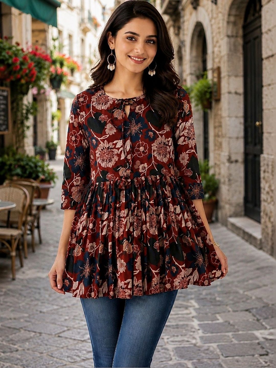 C H CREATION Floral Printed Empire Kurti-picture-31
