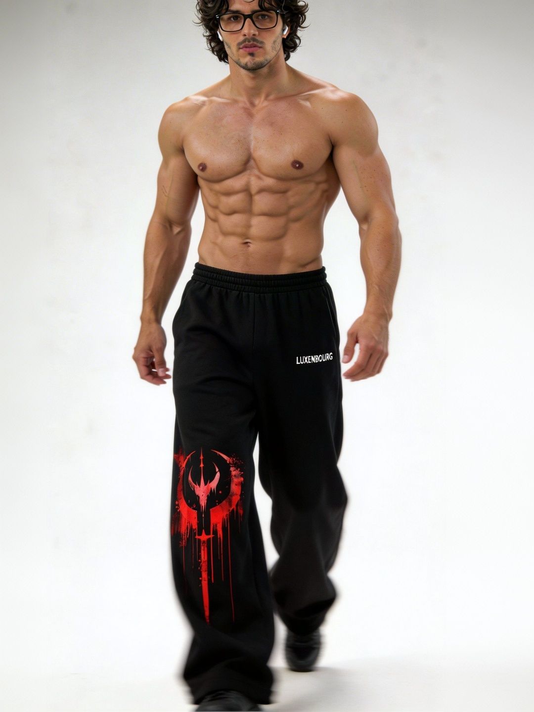 LUXENBOURG Men Relaxed Fit Graphic Print Training Track Pants-picture-57