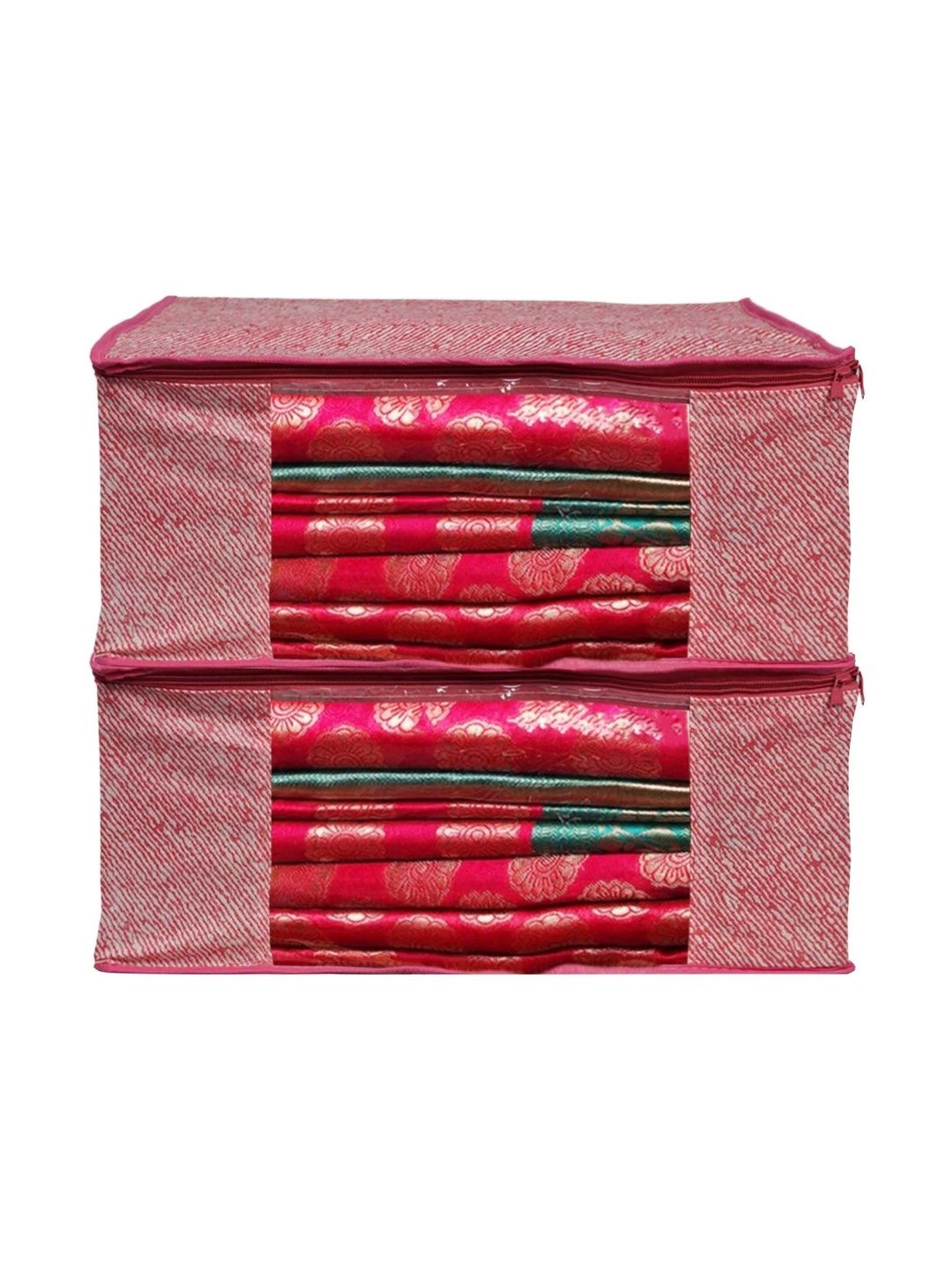 ANKIT INTERNATIONAL Pink Set of 2 Reusable Multi-Utility Organisers-picture-30