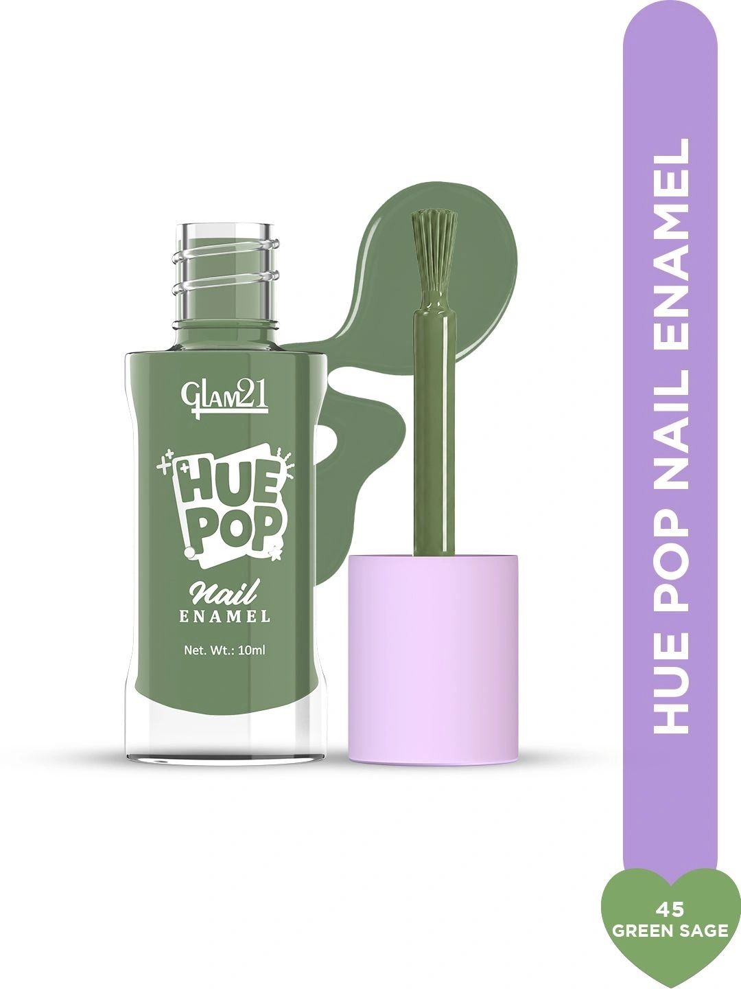 GLAM21 Hue Pop Resistant & Long Lasting Vibrant Nail Polish - 10 ml -Green Sage 45-image-27