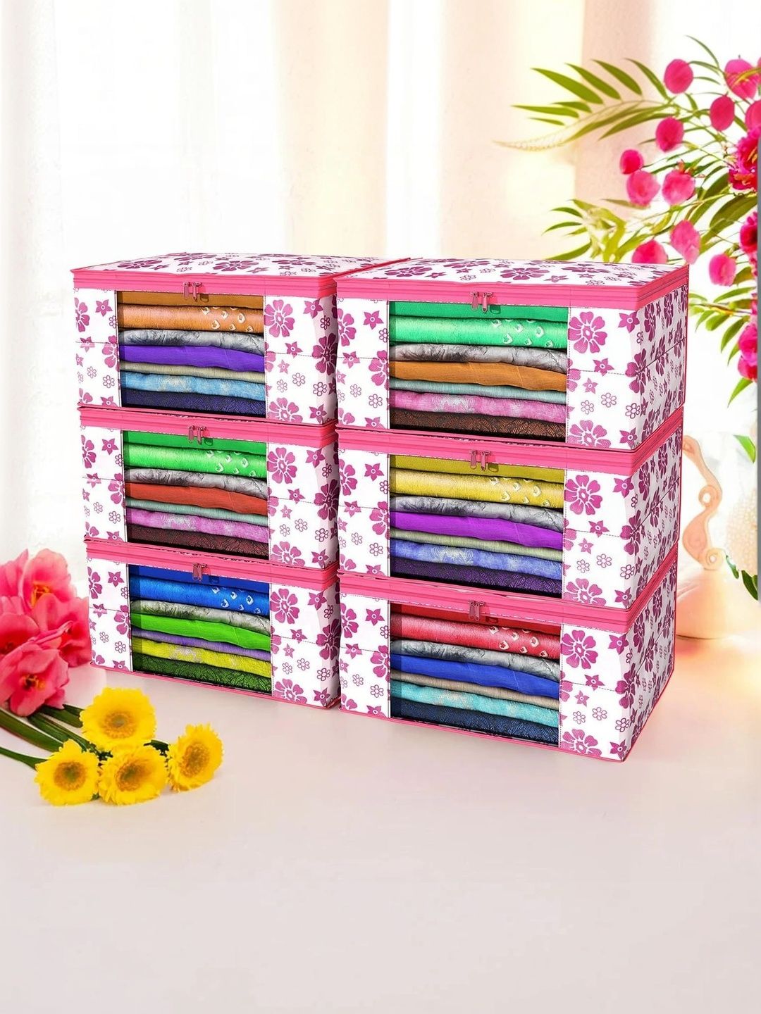 ANKIT INTERNATIONAL Pink Set of 6 Reusable Multi-Utility Organisers-picture-10