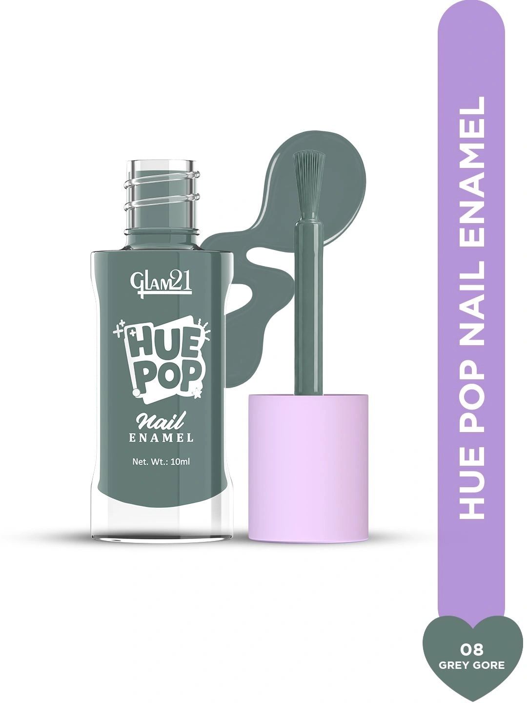 GLAM21 Hue Pop Resistant & Long Lasting Vibrant Nail Polish - 10 ml - Grey Gore 08-picture-41
