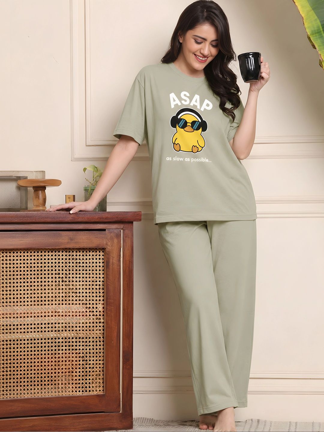 ELVIA Cotton Printed T-shirt with Trousers-picture-50
