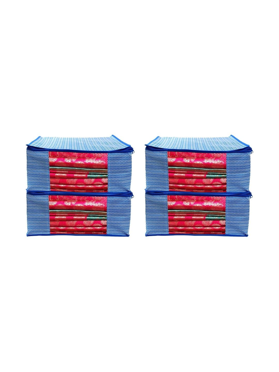 ANKIT INTERNATIONAL Blue Set of 4 Reusable Multi-Utility Organisers-picture-0
