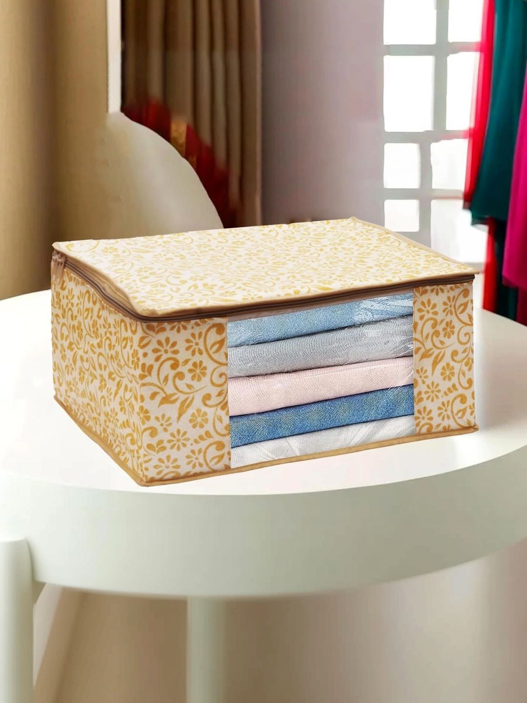 ANKIT INTERNATIONAL Beige Set of 1 Reusable Multi-Utility Organisers-picture-42