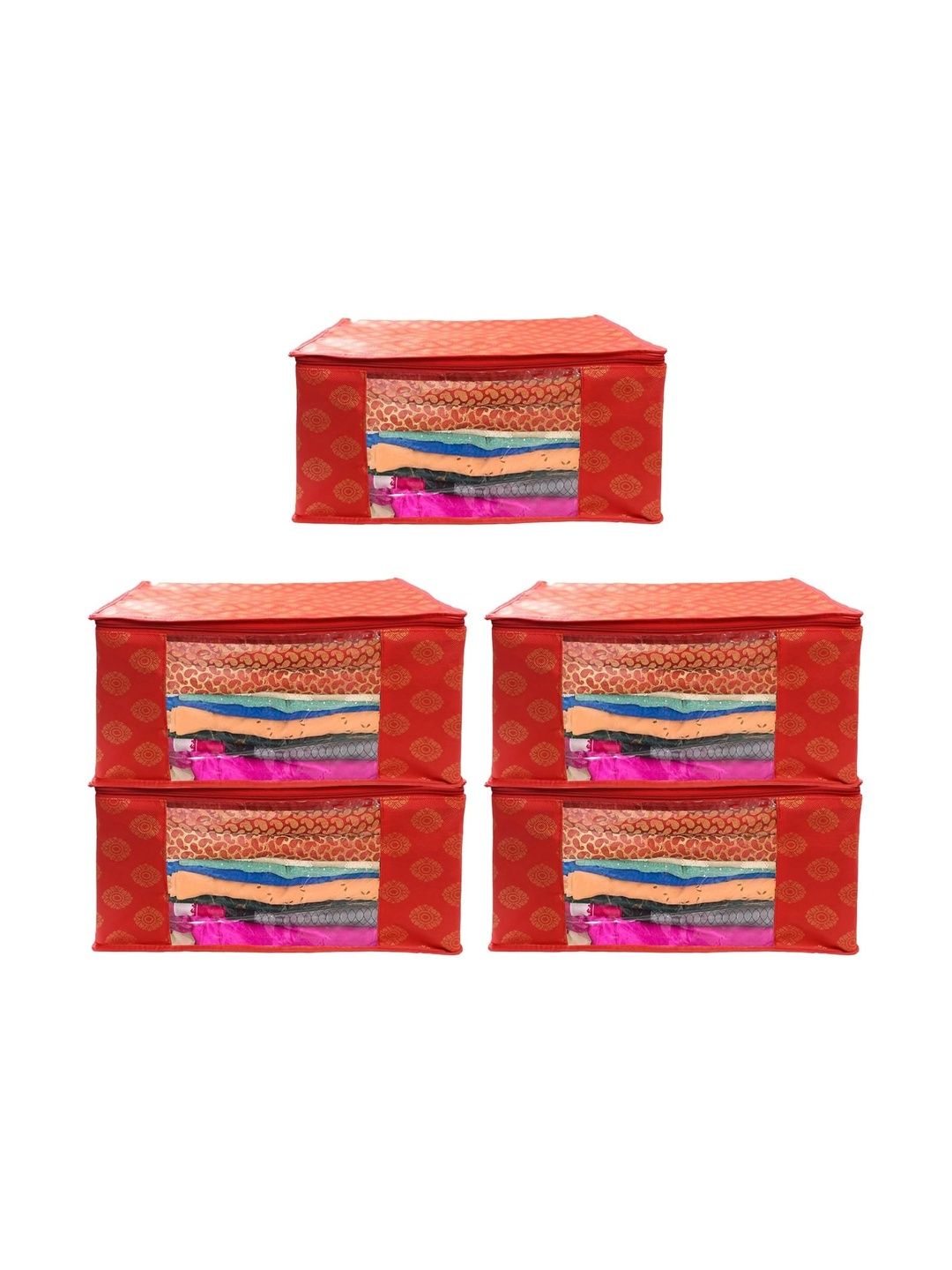 ANKIT INTERNATIONAL Red Set of 5 Reusable Multi-Utility Organisers-picture-37