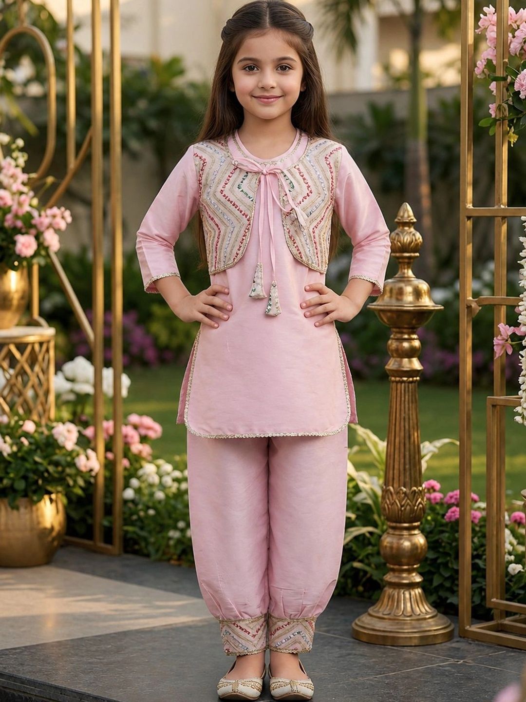 Cutiekins Girls Thread Work Kurta with Patiala-picture-28