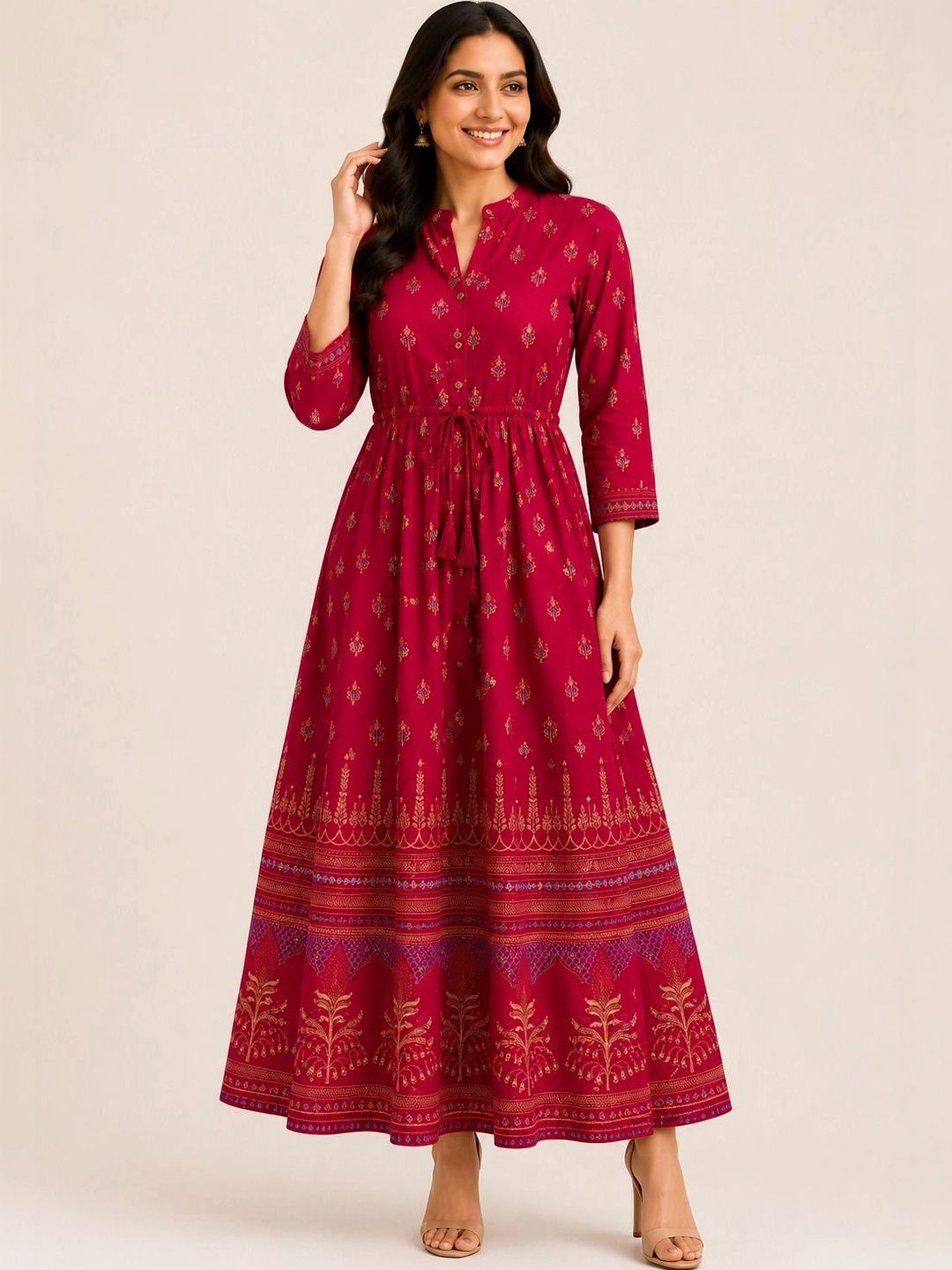Sanmatti Ethnic Collection Women Ethnic Motifs Printed Anarkali Kurta-picture-19