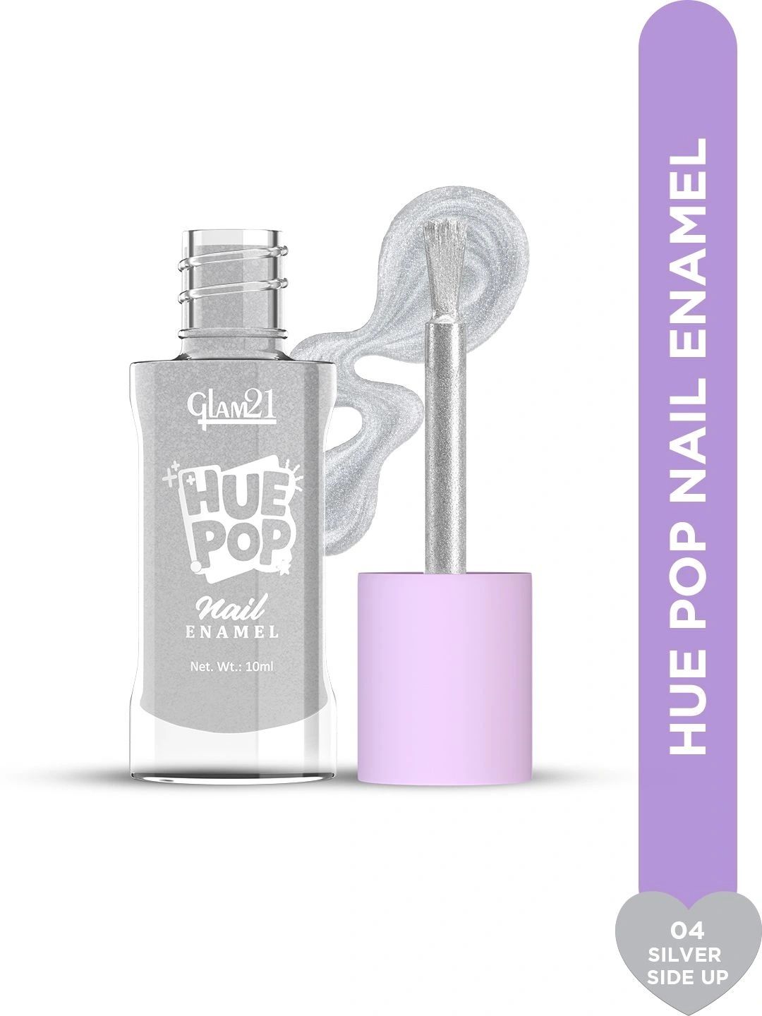 GLAM21 Hue Pop Resistant & Long Lasting Vibrant Nail Polish - 10 ml -Silver Side Up 04-image-3