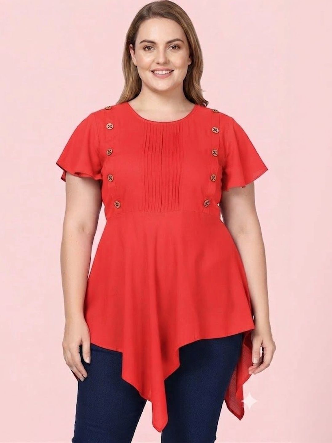 Lingra Flared Sleeves Pure Cotton Blend Kurti-picture-41