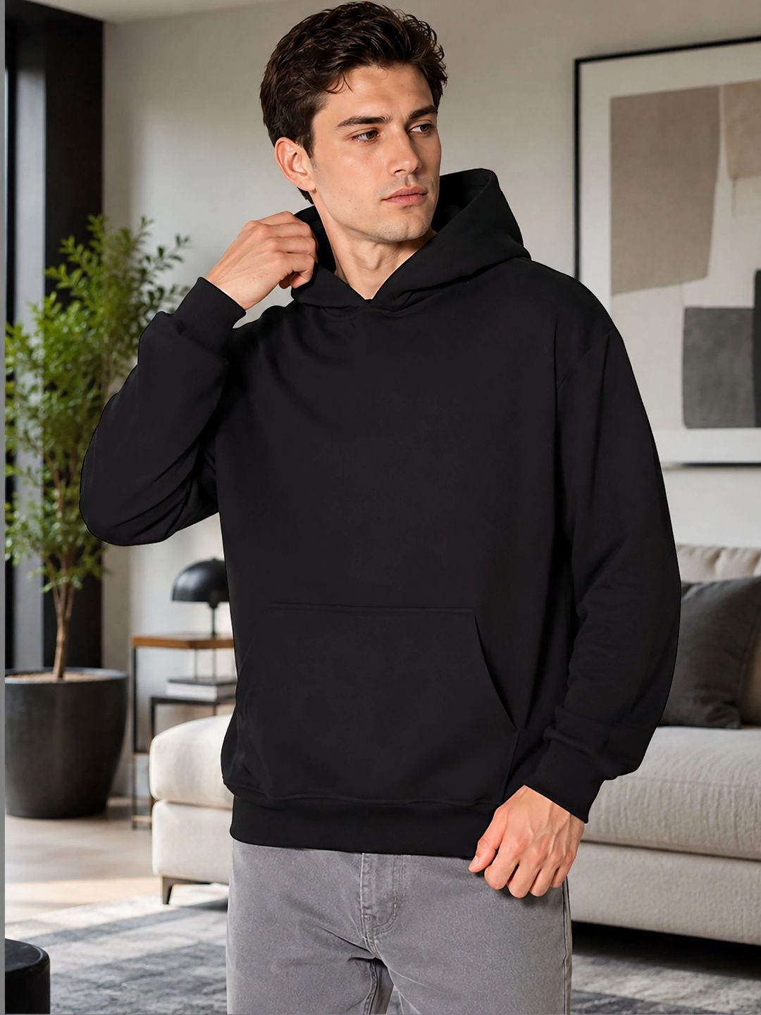 GLITO Men Graphic Printed Hooded Neck Regular Sleeves Fleece Sweatshirt-picture-45