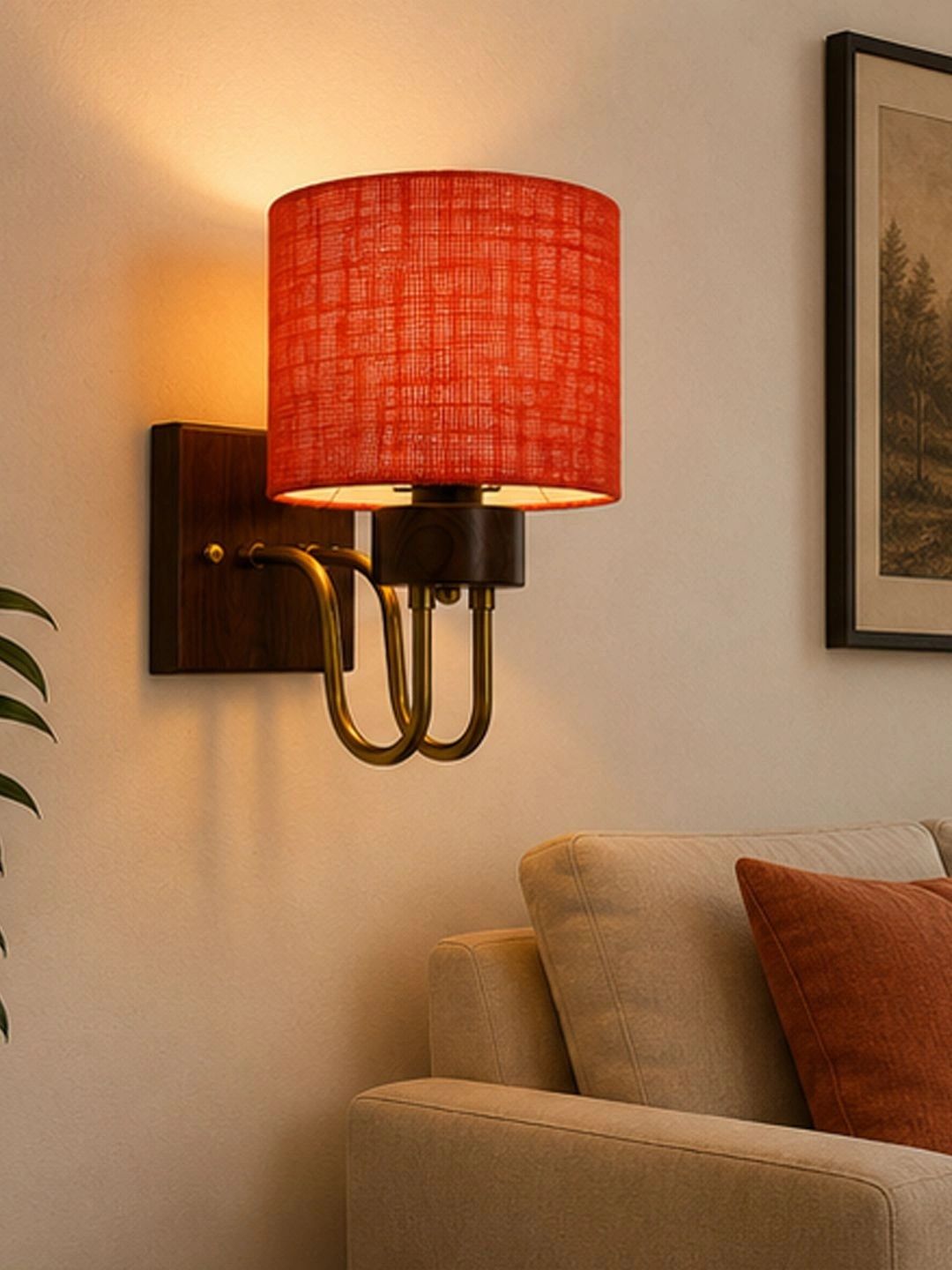 Myntra Elegant Homes Orange Textured Wood Contemporary Cylinder Shaped Wall Lamp-picture-15