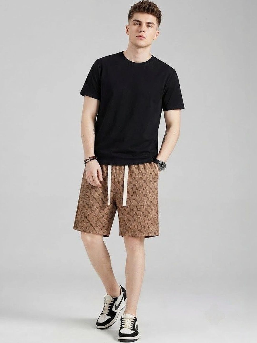 Suo Men Loose Fit Mid-Rise Knee Length Regular Shorts-picture-58