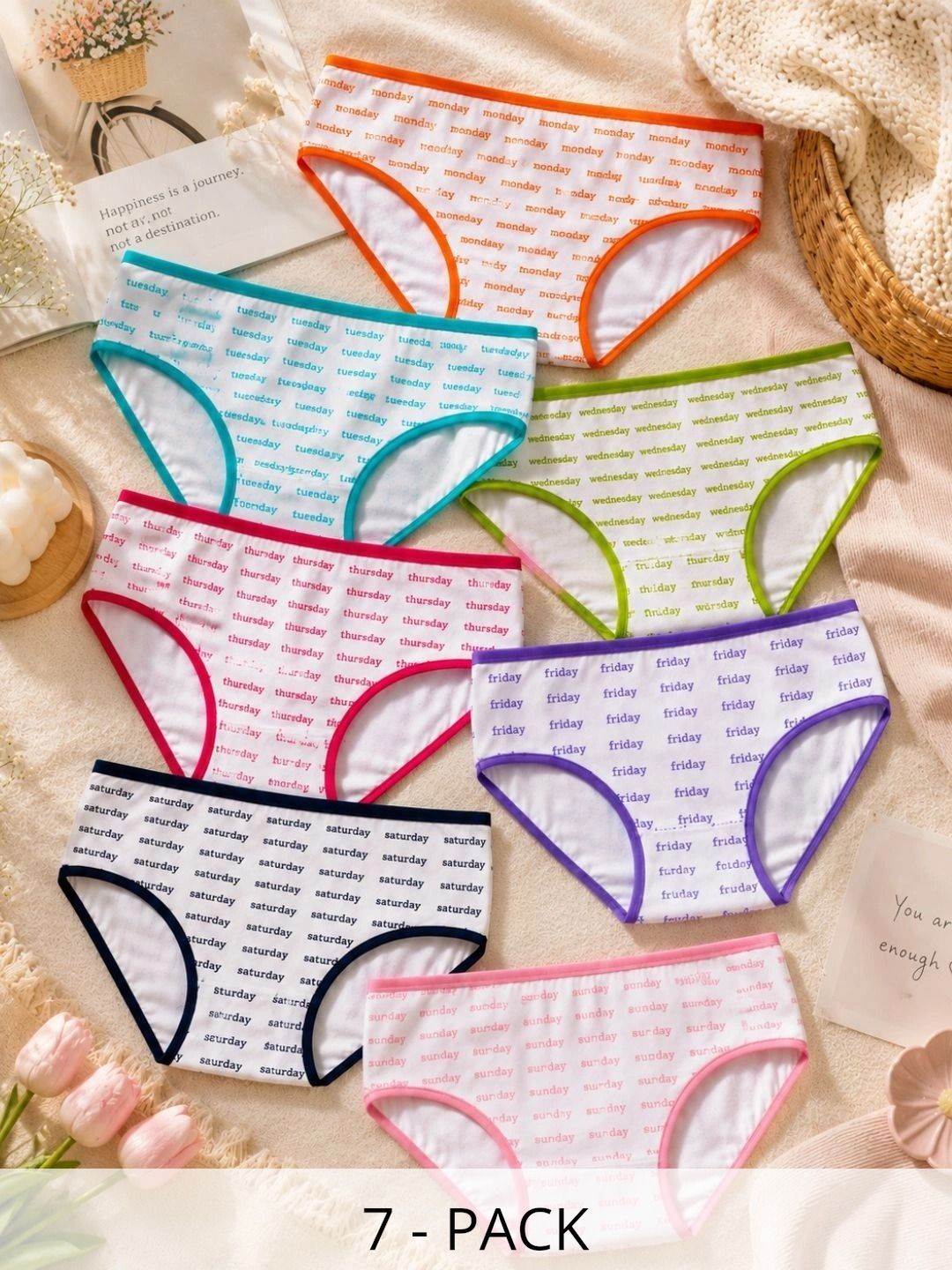 TuddyBuddy Girls Pack of 7 Printed Cotton Hipster Briefs-picture-36