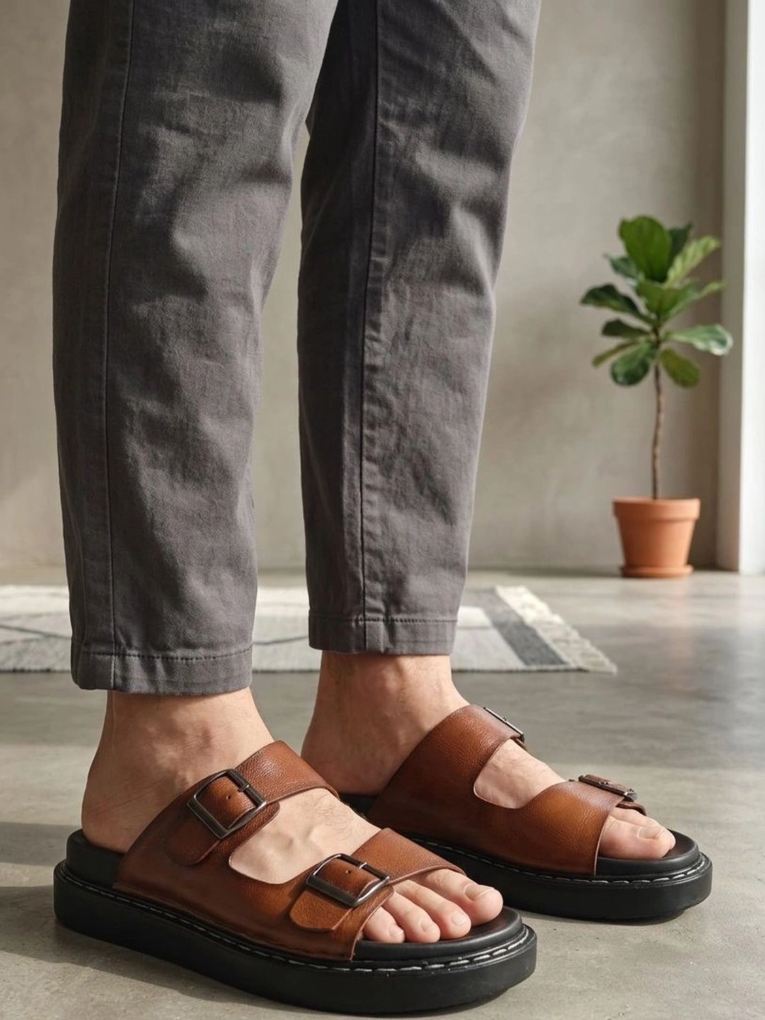 Carlton London Men Leather Comfort Sandals-picture-39