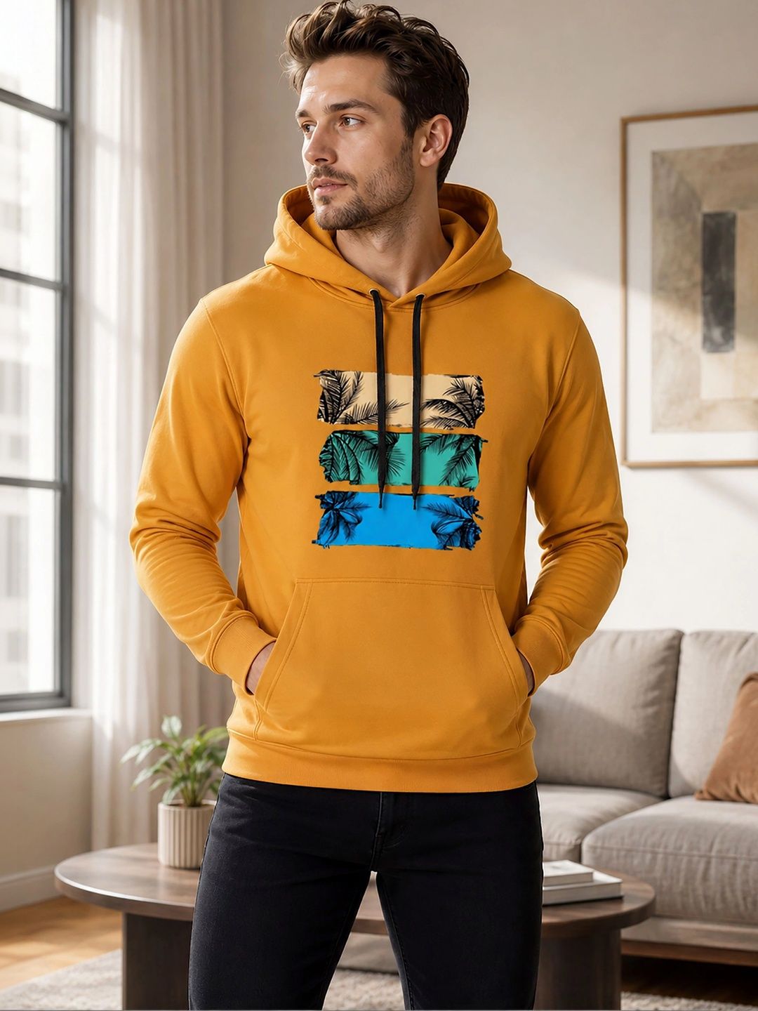 GLITO Men Printed Hooded Sweatshirt-picture-27