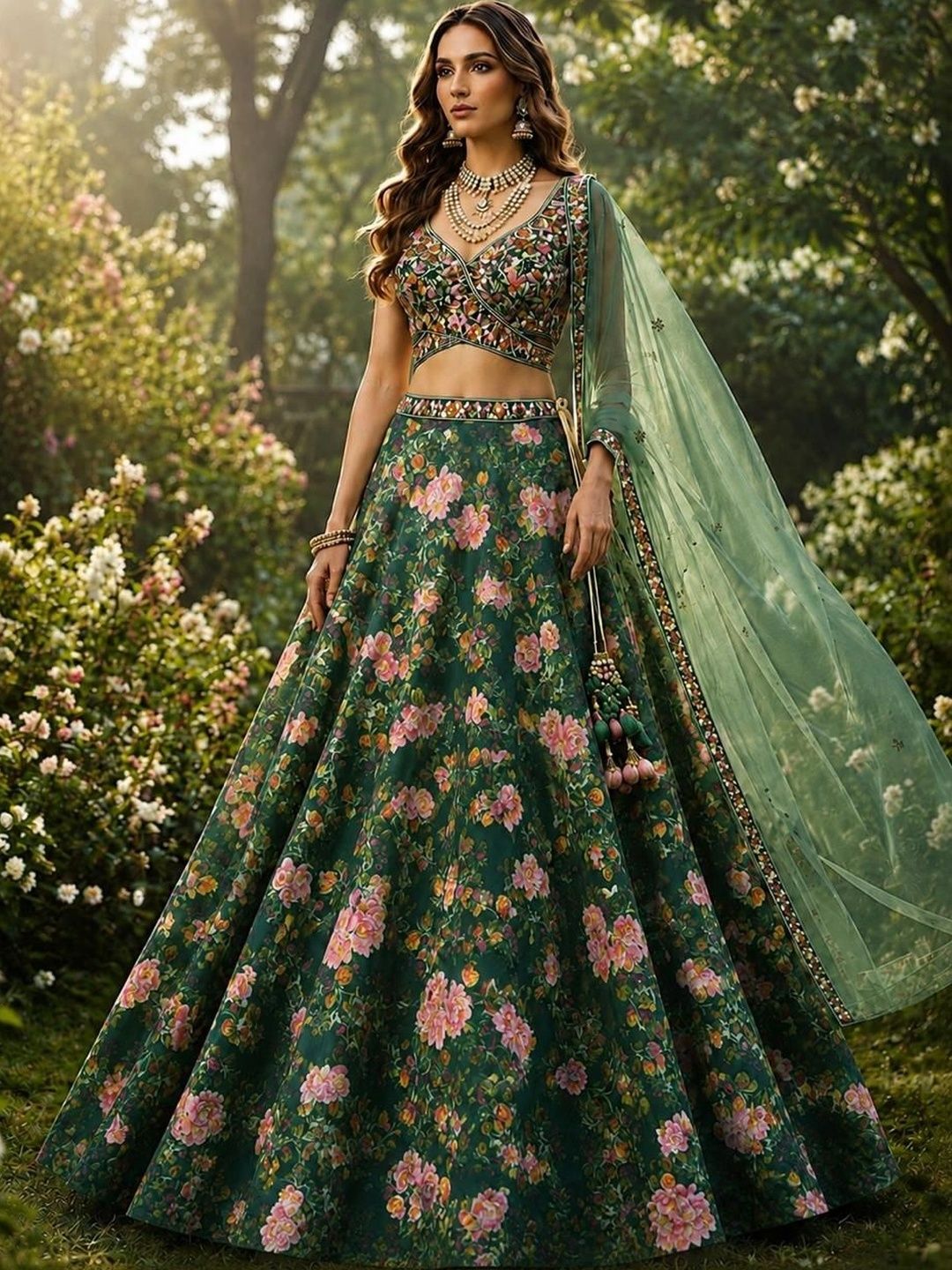 Indi Kal Embroidered Mirror Work Ready to Wear Lehenga & Blouse With Dupatta-image-20