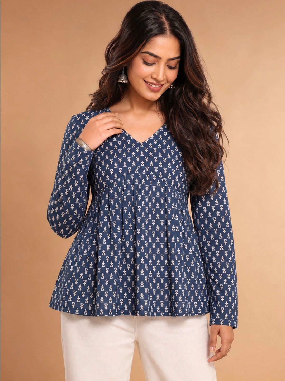 Rangrooh Print Ethnic Cotton Peplum Top-picture-30