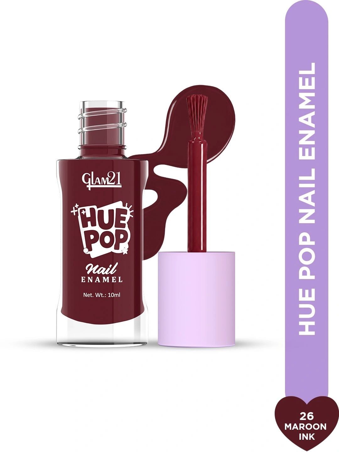 GLAM21 Hue Pop Resistant & Long Lasting Vibrant Nail Polish - 10 ml -Maroon Ink 26-picture-19