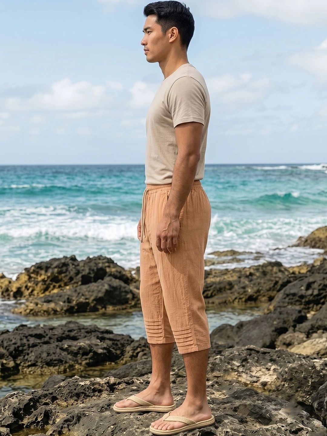 Suo Men Linen Blend Shorts-picture-18