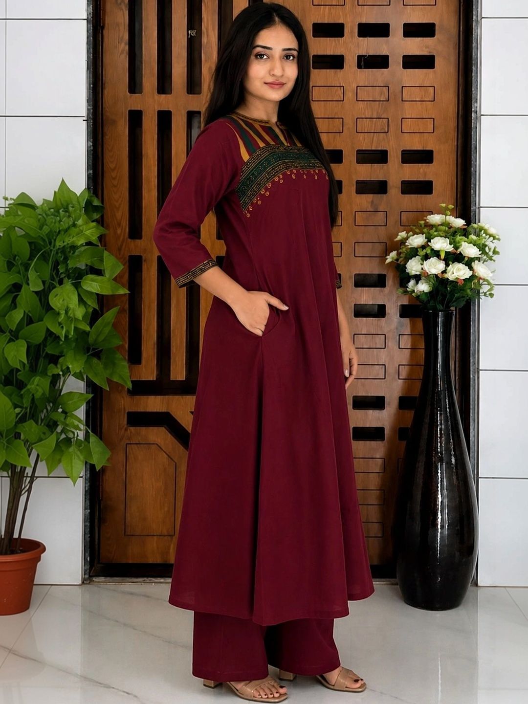 MORZAR Women Ethnic Motifs Embroidered Thread Work Kurta-picture-33