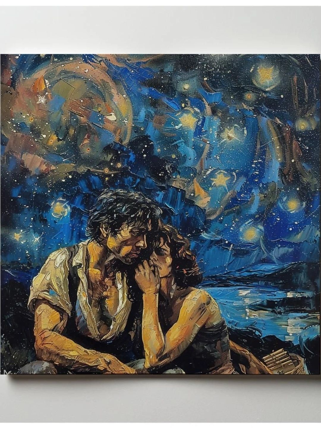 ARTOLIC Blue & Black Couple Kissing By Moonlight Wall Sticker-image-4