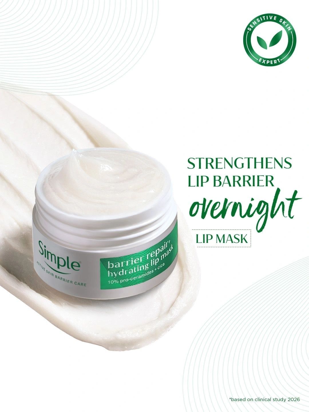 Simple Barrier Repair+ Hydrating Lip Mask with 10% Pro-Ceramides & Cica - 12 g-image-32
