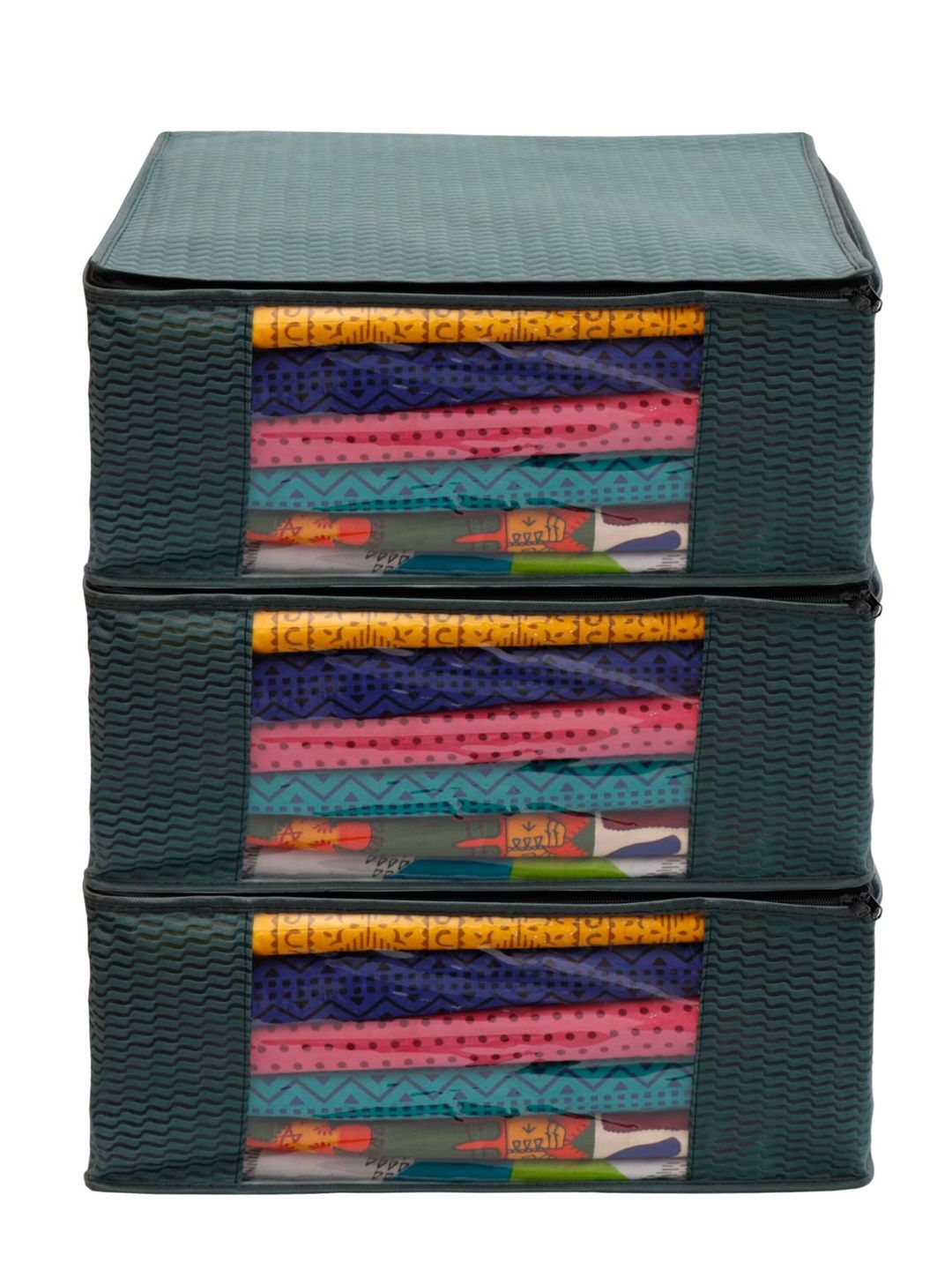 ANKIT INTERNATIONAL Green Set of 3 Reusable Multi-Utility Organisers-image-49