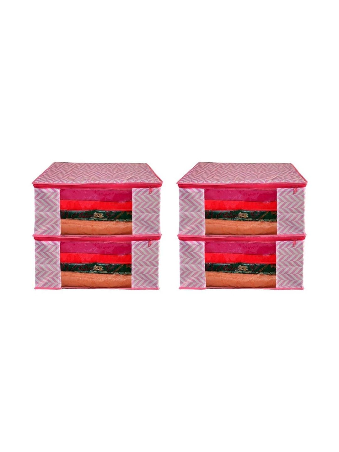 ANKIT INTERNATIONAL Pink Set of 4 Reusable Multi-Utility Organisers-picture-52