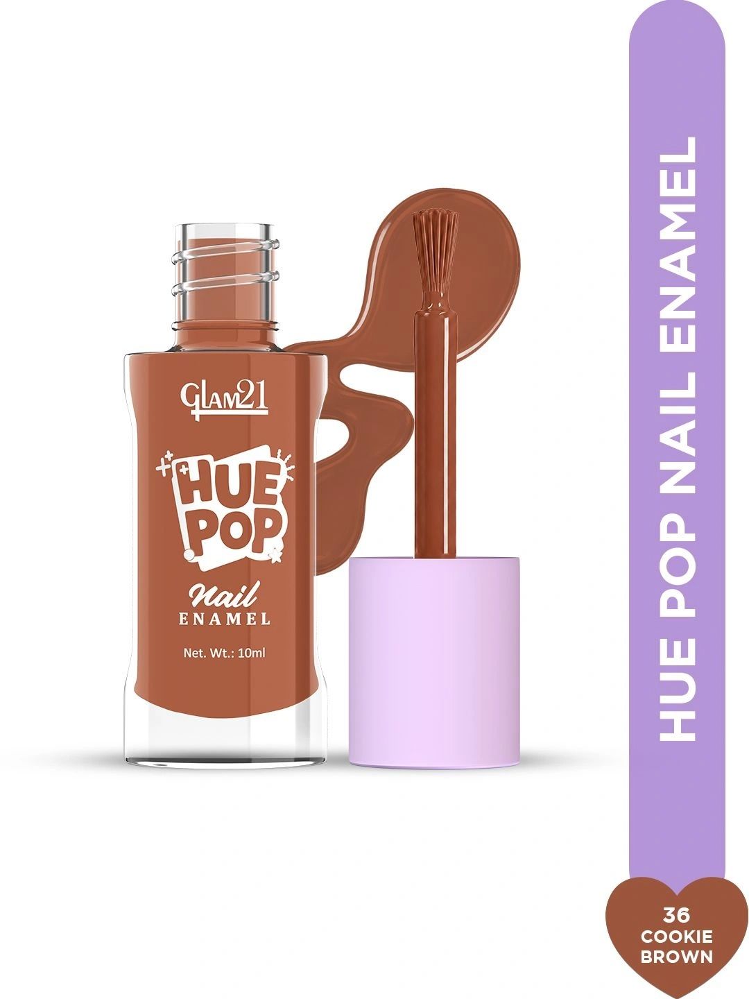 GLAM21 Hue Pop Resistant & Long Lasting Vibrant Nail Polish - 10 ml -Cookie Brown 36-picture-36